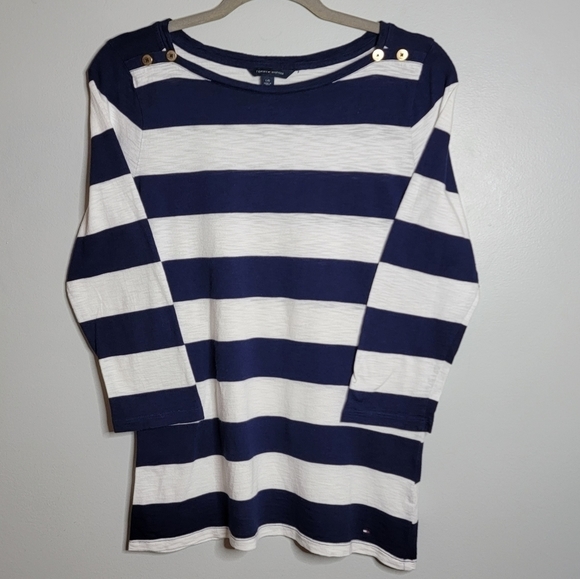 Tommy Hilfiger | Large | Striped 3/4 Sleeve Shirt - Picture 1 of 7